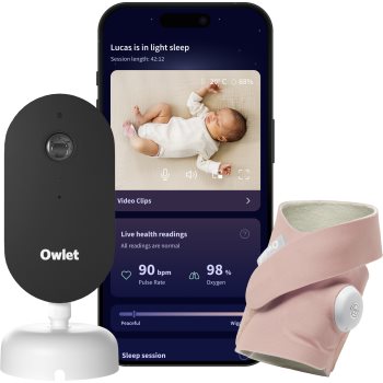 Owlet Dream Duo Dream Sock & Dream Sight set pentru bebeluși Dusty Rose - imagine 2